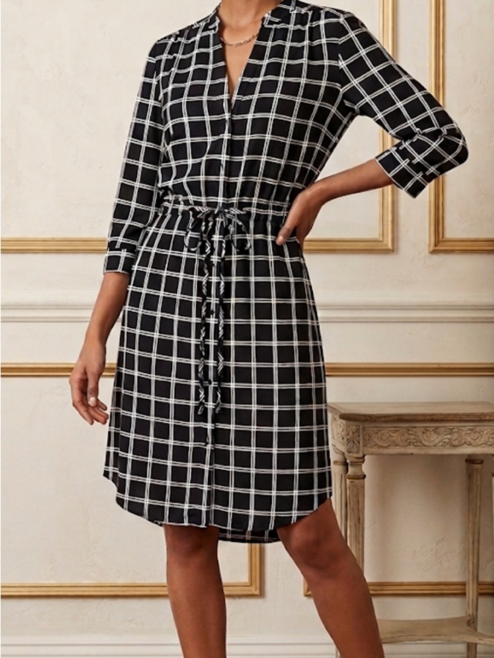Diane Von Furstenberg Silk Windowpane Tie Dress